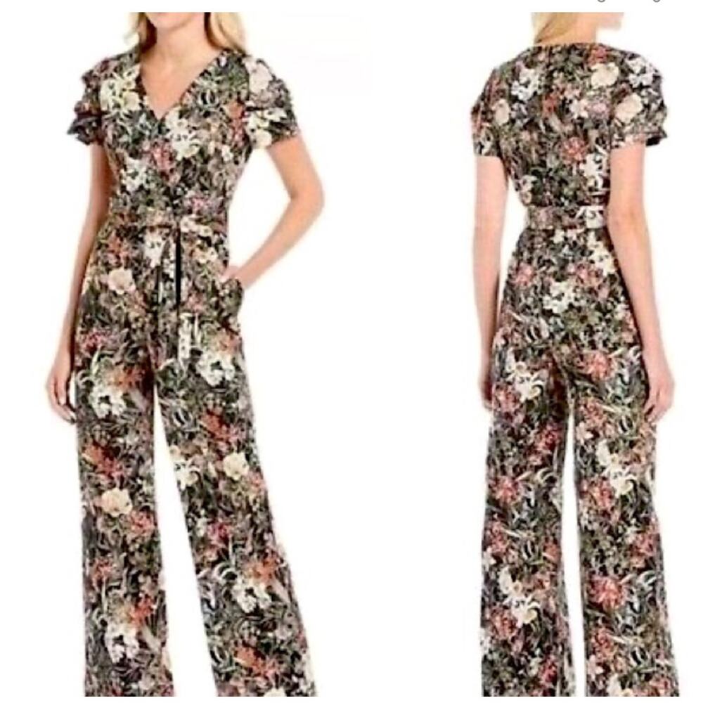 Antonio Melani Jumpsuit Floral Lilli Print Belted Black Terra Size 14